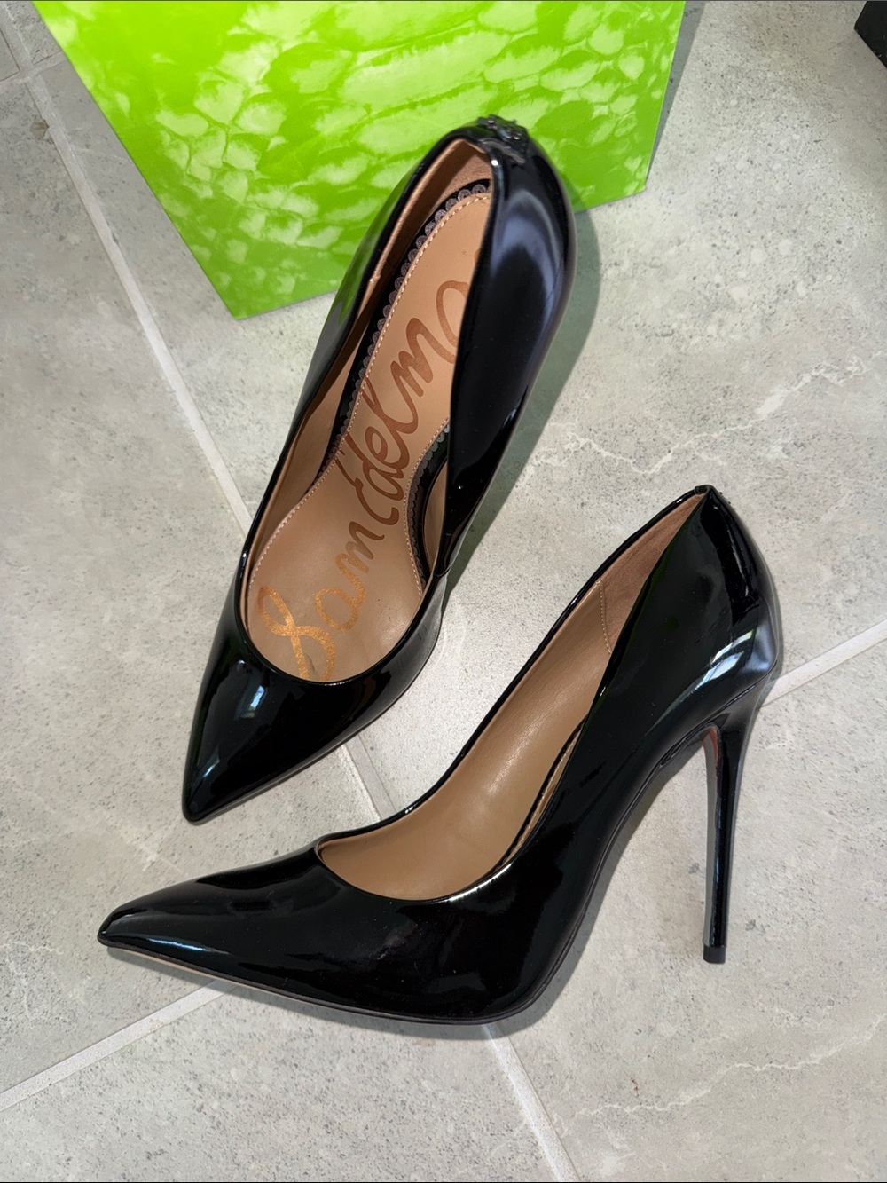 Sam Edelman Black Patent Pointed Stiletto Pumps